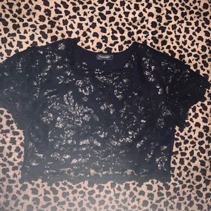 Plus Sized Sequin Half Top